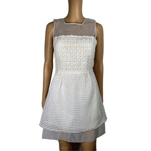 French Connection Women's Glacier Wave Illusion Mesh Fit & Flare Dress S…